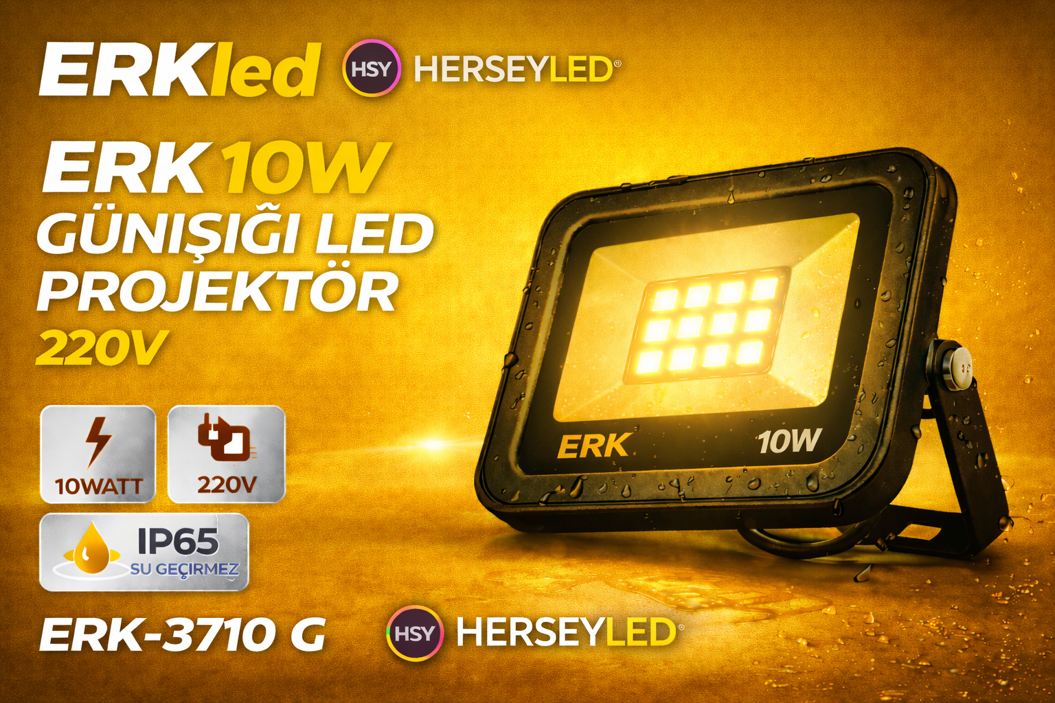 ERK 10W GÜNIŞIĞI LED PROJEKTÖR 220V ERK-3710 G
