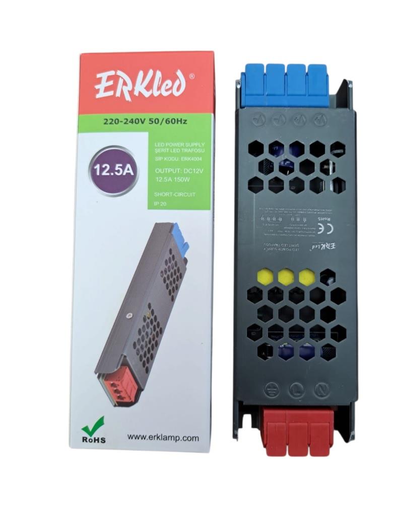 ERKLED ULTRA SLİM 12V IP20 150W 12,5 AMP LED TRAFO ERK-4004