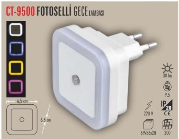 GECE LAMBASI MAVİ IŞIK FOTOSELLİ CATA CT-9500