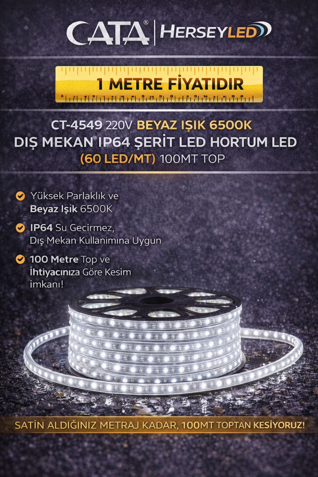 HORTUM LED BEYAZ ( 1 METRE )