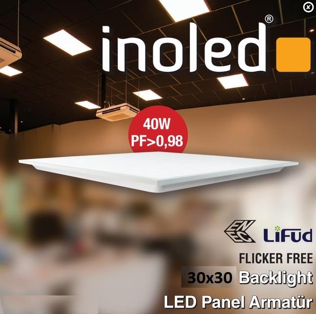 İNOLED 30x30 LED PANEL BEYAZ ENEC DRİVER FLİCKER FREE 16W 6500K IP40