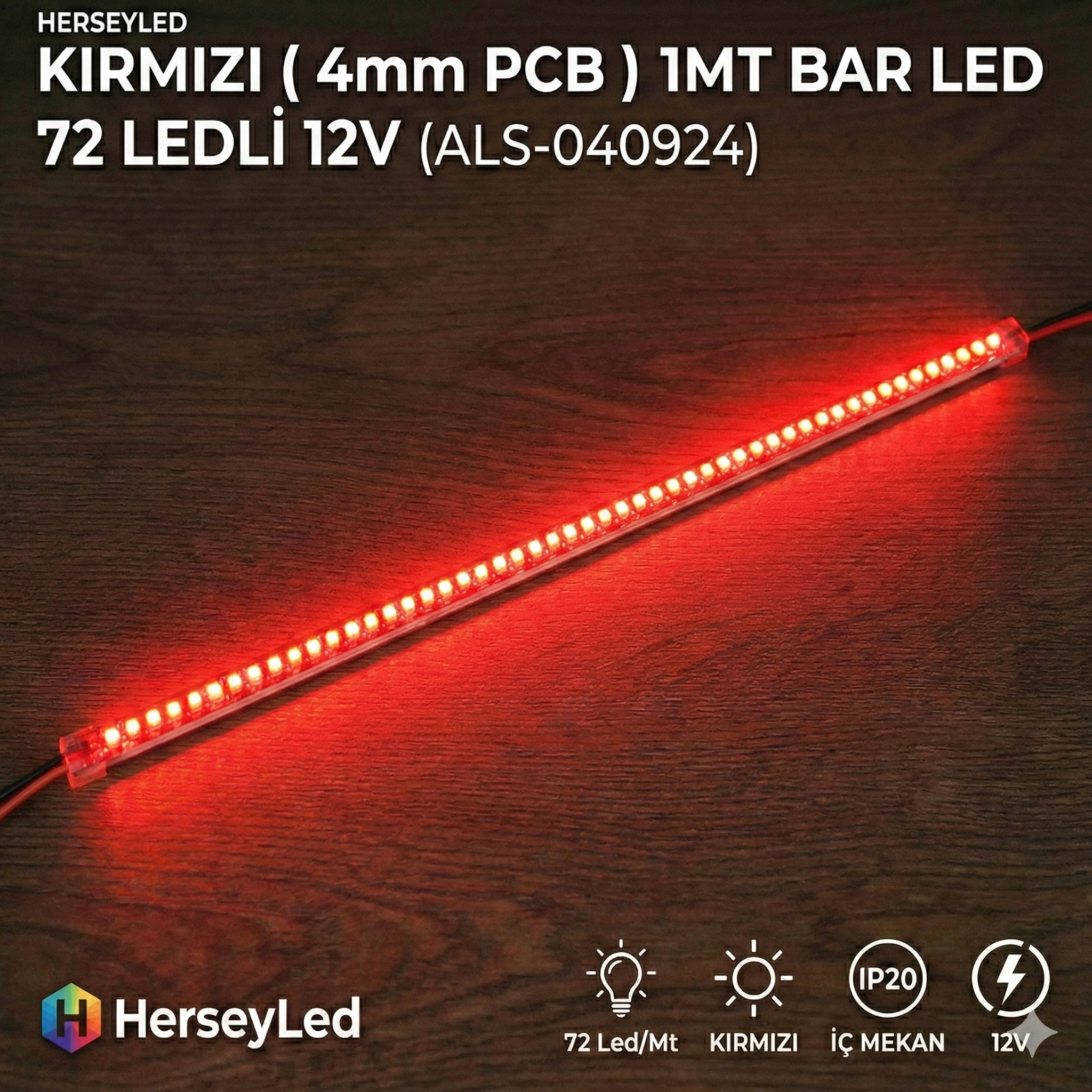 KIRMIZI 4MM 2835 BAR LED 72 LEDLİ 12V