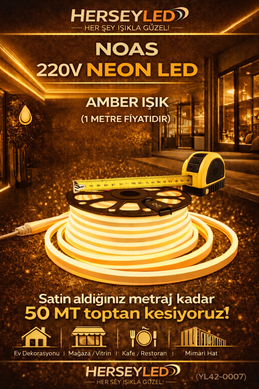 NOAS 220V NEON LED AMBER 8X16 MM NOAS YL42-0006