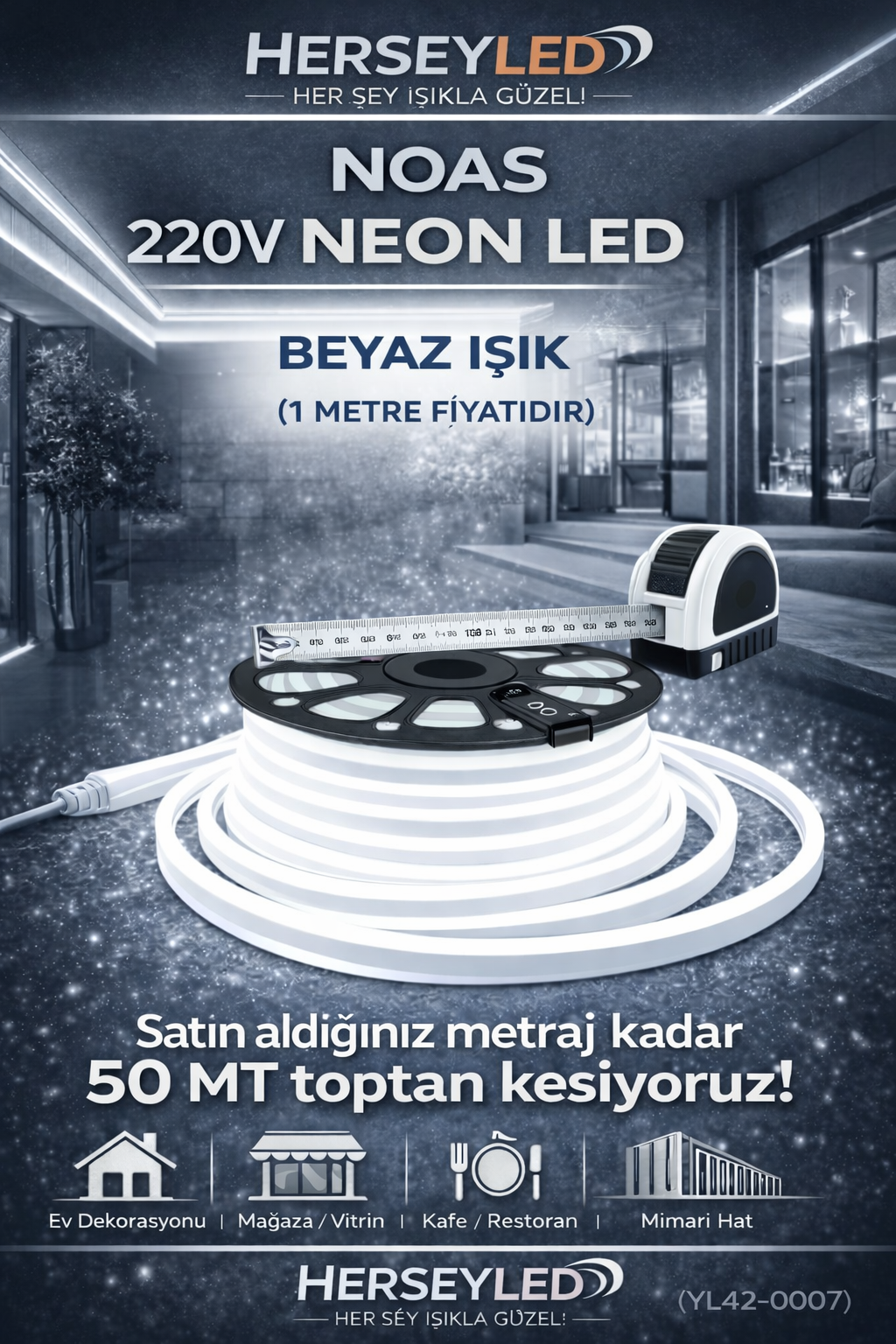 NOAS 220V NEON LED BEYAZ 8X16 MM NOAS YL42-0001