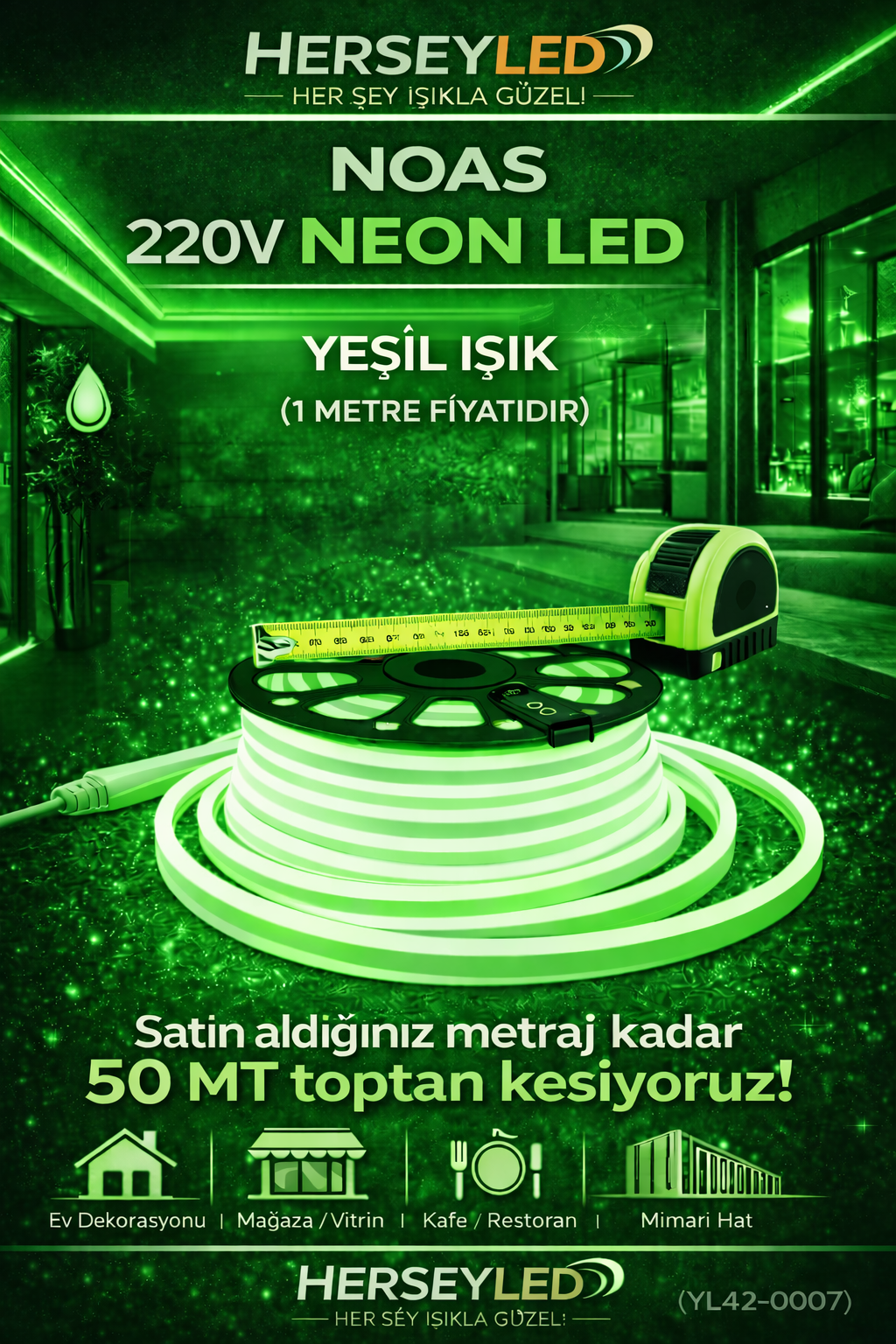 NOAS 220V NEON LED YEŞİL 8X16 MM NOAS YL42-0005