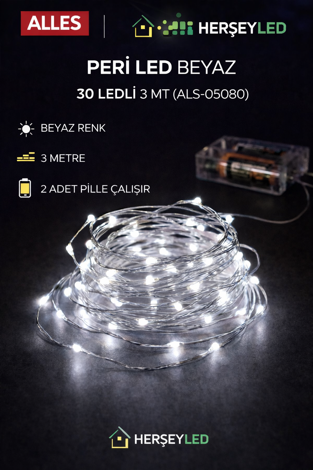 PERİ LED BEYAZ 30 LEDLİ 3 MT