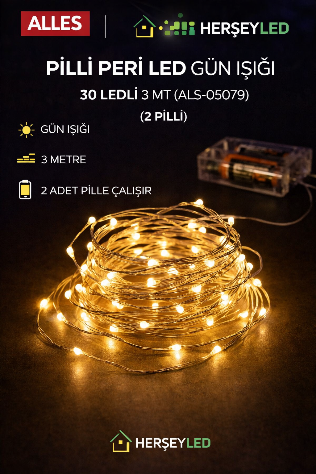 PERİ LED GÜN IŞIĞI 30 LEDLİ 3 MT