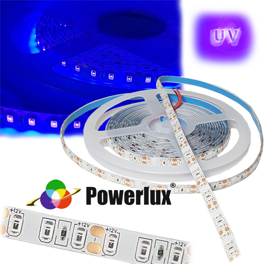 POWERLUX 12V UV (ULTRAVIYOLE) ŞERIT LED SMD 2835 METREDE 120 LED IP65 (5MT)