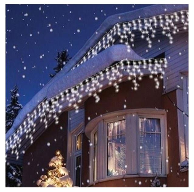 SAÇAK LED BEYAZ IŞIK ( SABİT YANAR ) DIŞ MEKAN IP65 2mt (50 -75-100cm) EKLENEBİLİR 144 LEDLİ BEYAZ KABLOLU YILBAŞI LED IŞIK  220V