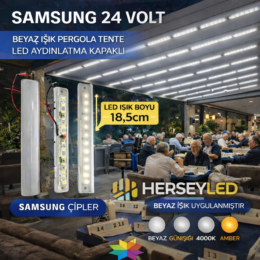 SAMSUNG 24 VOLT BEYAZ PERGOLA TENTE LED AYDINLATMA KAPAKLI