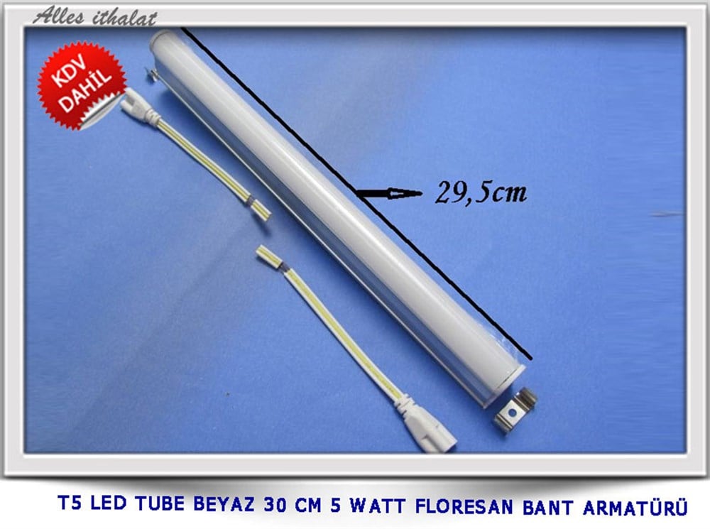 T5 LED TUBE BEYAZ 30 CM 5 WATT FLORESAN BANT ARMAT�R�