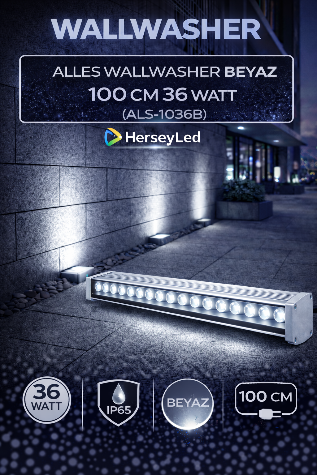 WALLWASHER BEYAZ 100 CM 36 WATT