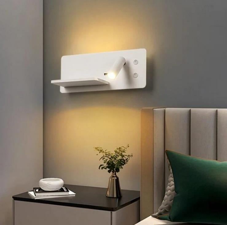 YATAK BAŞI LED APLİK KABLOSUZ ŞARJ OKUMA LAMBASI BEYAZ KASA GÜNIŞIĞI IŞIK ECN-7701 