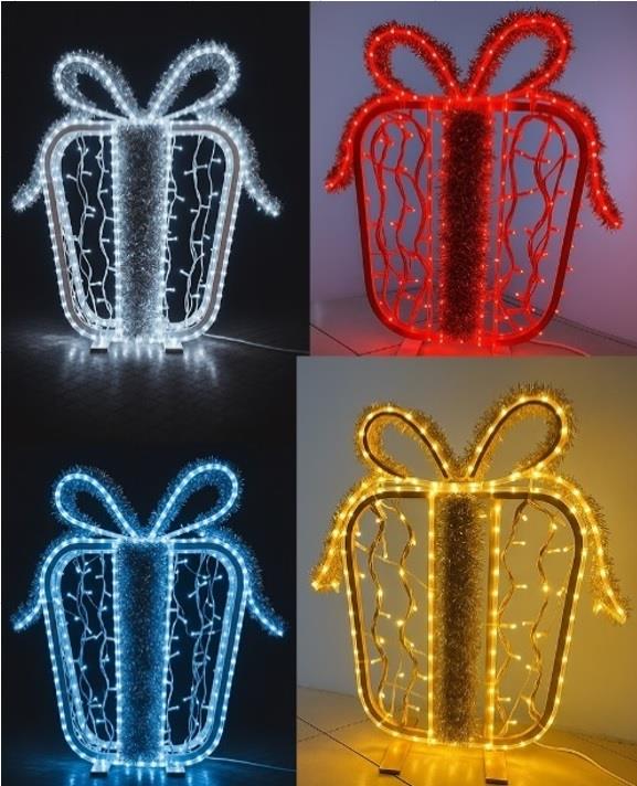 YILBAŞI LED DEKOR - 3D HEDİYE KUTUSU  ( 120 CM )