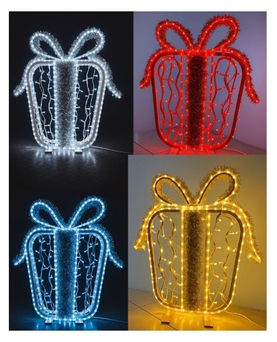 YILBAŞI LED DEKOR - 3D HEDİYE KUTUSU  ( 100 CM )