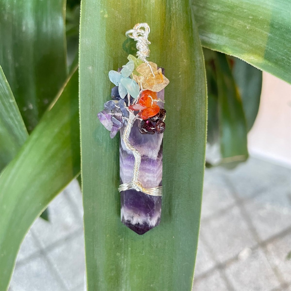 Ametist Kolye Ucu Çiçekli