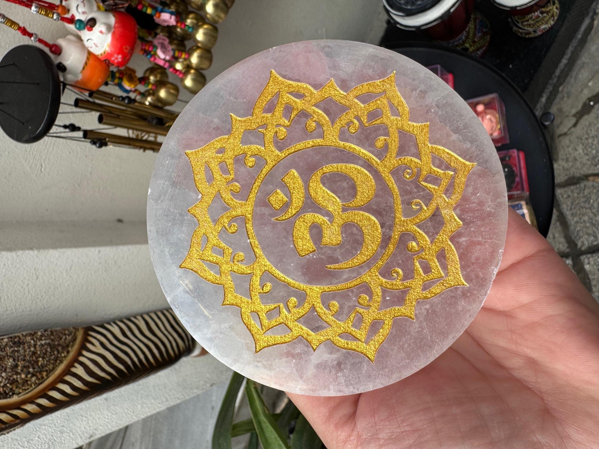 Om (Aum) Sembolü Selenit Taşı
