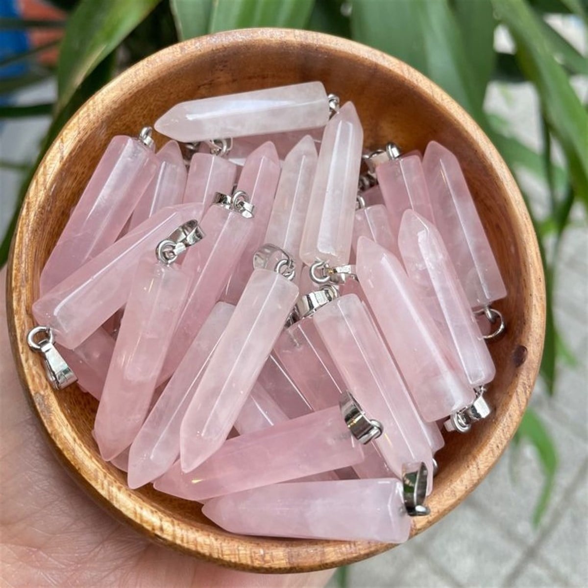 Pembe Kuvars Kolye Ucu
