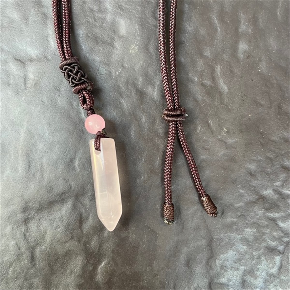Pembe Kuvars Kolye Ucu (Ayarlanabilir İpli)