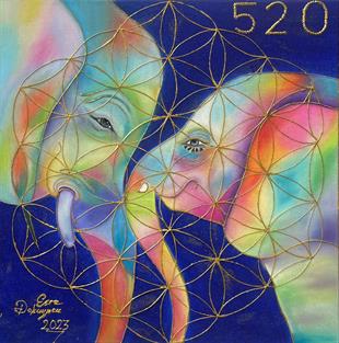 Çift Fil & Yaşam Çiçeği Tablo