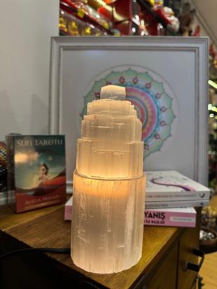 Doğal Selenit Kristal Lamba Katmanlı Kule