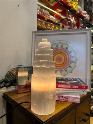 Doğal Selenit Kristal Lamba Katmanlı Kule