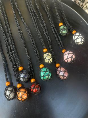 Makrome Doğal Taş Kolyesi