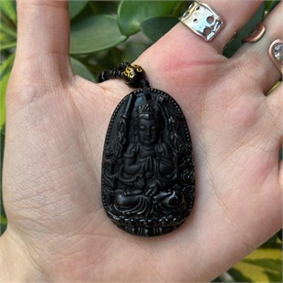 Obsidyen Guanyin (Kuan Yin) Kolye
