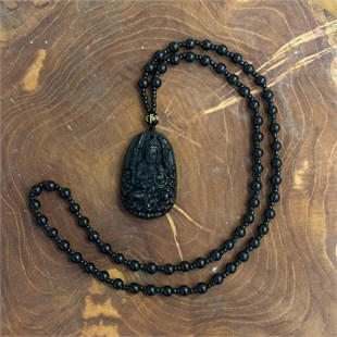 Obsidyen Guanyin (Kuan Yin) Kolye