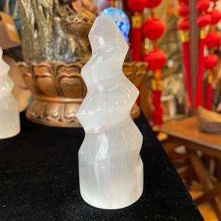Selenit Taşı Spiral Kule 10cm