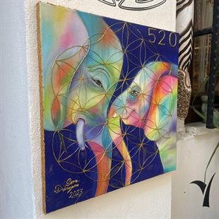 Çift Fil & Yaşam Çiçeği Tablo