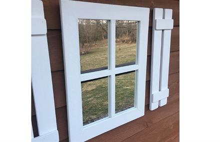 Ahşap Rustik Dikdörtgen Beyaz Pencere Ayna 58 x 45 cm ENGC-DF-201