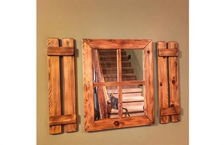 Ahşap Rustik Dikdörtgen Pencere Ayna 50 x 65 cm ENGC-DF-184