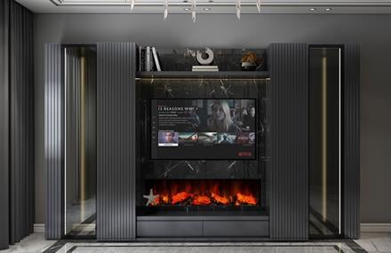 Arjin Duvar Ünitesi Şömineli