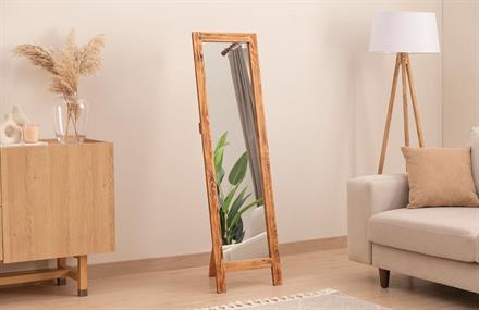Doğal Ahşap Dekoratif Ayaklı Boy Aynası 160 x 60 cm ENGC-DF-145