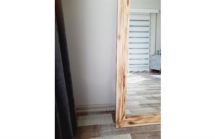 Doğal Ahşap Dikdörtgen Dekoratif Boy Aynası 130x60 cm ENGC-DF-126