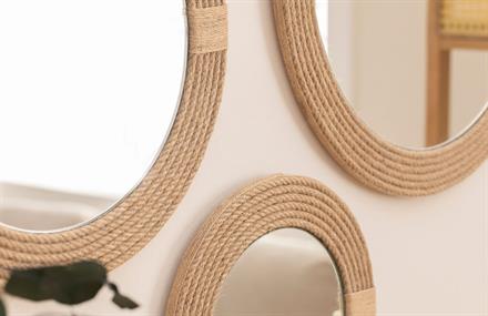 Jut Halatlı 3Lü Yuvarlak Dekoratif Ayna 50-40-30 cm ENGC-DF-78