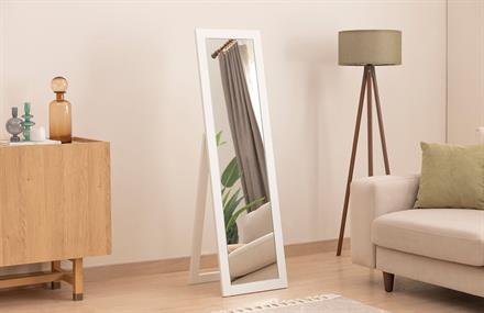Mdf Beyaz Modern Ayaklı Boy Aynası 140x40 cm ENGC-DF-200