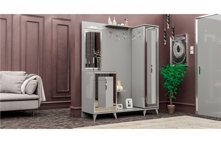 Ayakkabılık Aynalı Portmanto Metalik Krom OR-5001