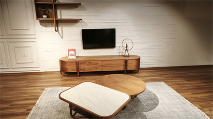 OUTLET-AVC-Elza Yemek Odası Takımı+Tv Ünitesi+Seramik ve Ceviz Orta Sehpa
