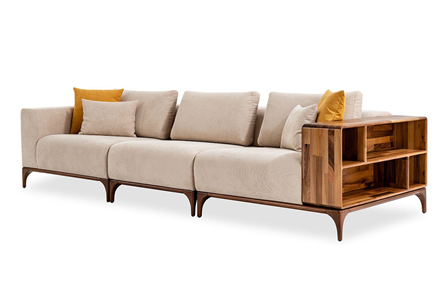 Ready Üçlü Koltuk Ahşap Kollu -C