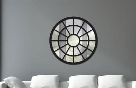 Siyah Pencere Yuvarlak Ayna 80x80 cm ENGC-DF-182