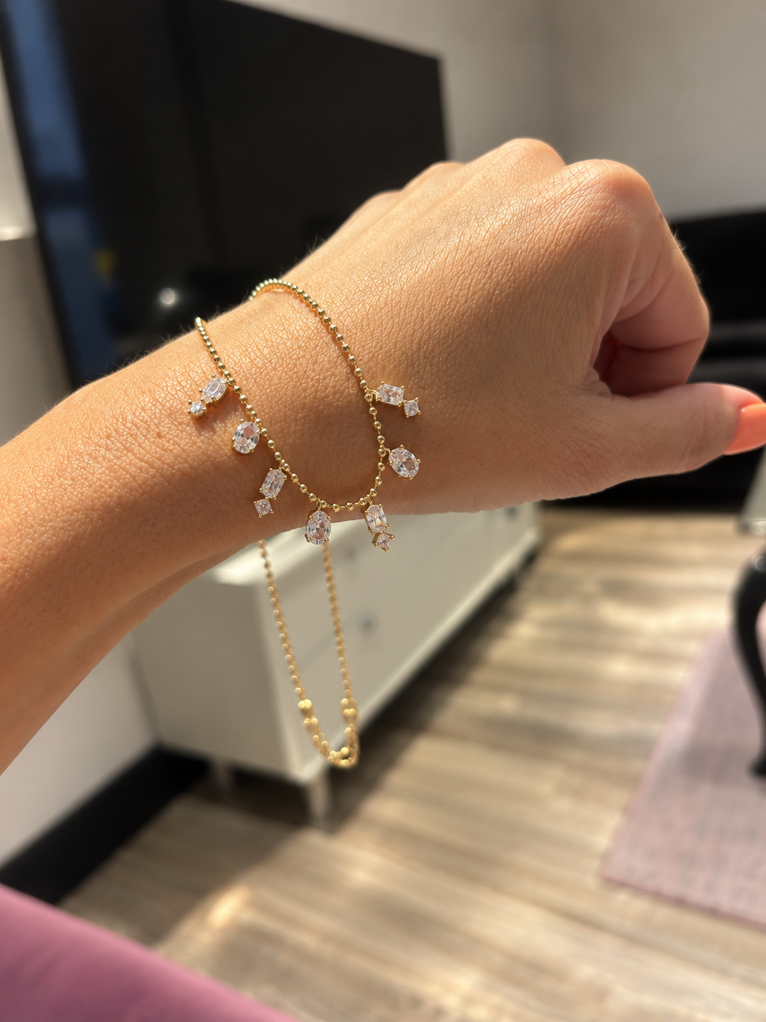 Bijuteri KolyeBIJUKly1Kesme Baget ve Damla  İkili Gold Kolye