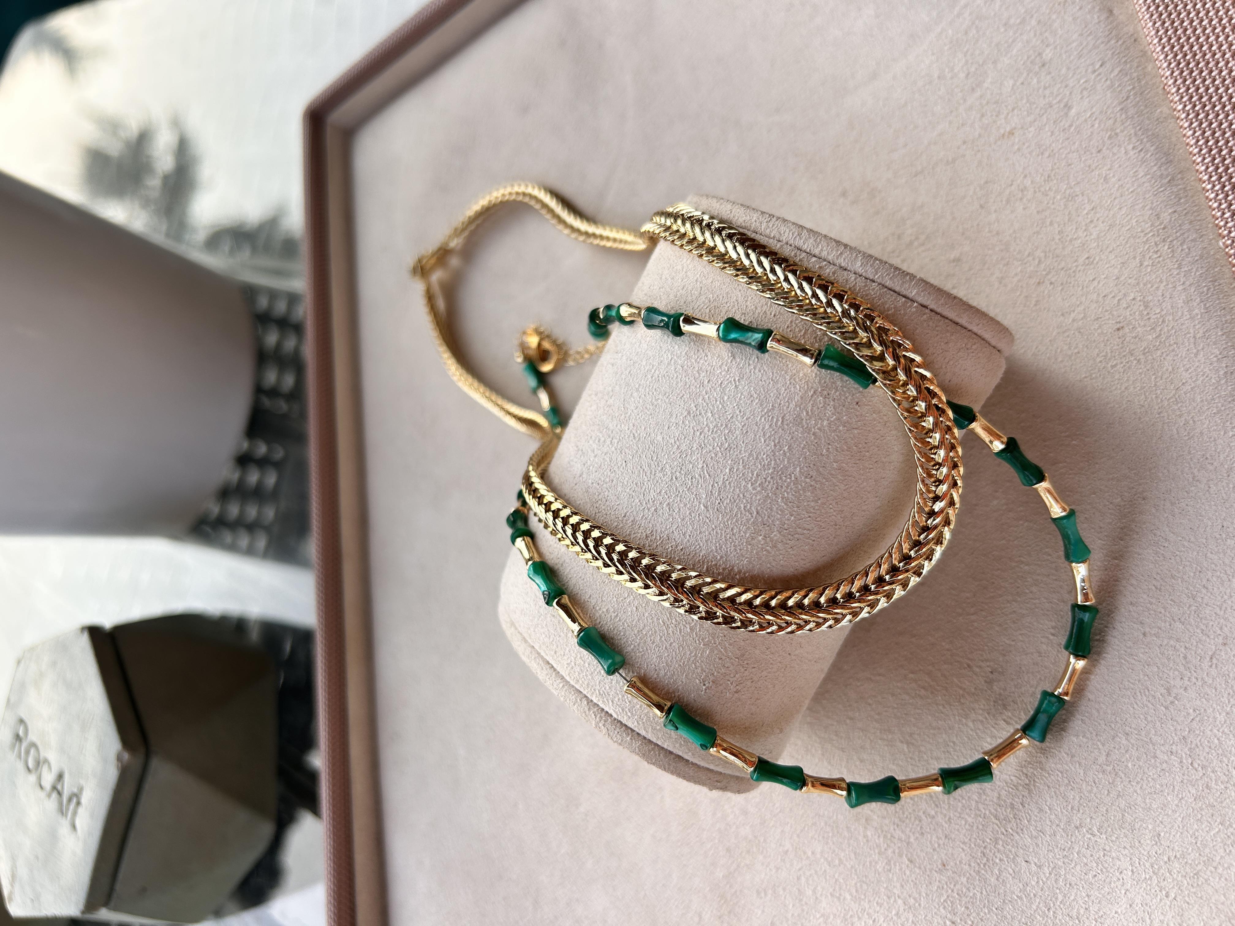 Bujiteri KolyeLa MervBK05YEŞİL BORU GOLD  KOLYE