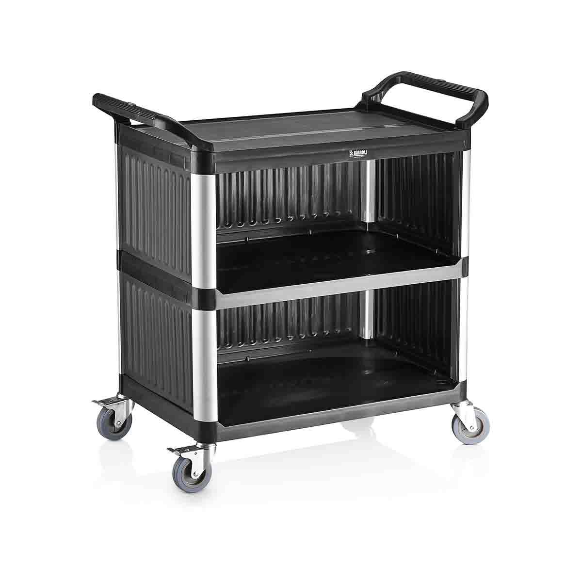 Biradlı plastik Monoblok Servis Arabası Siyah 520X