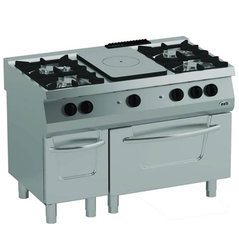 ÖZTİRYAKİLER 700 SERİ KUZİNE BÜYÜK FIRINLI GAZLI 6 AÇIK ATEŞ 120*70*85 (LS)-6x7,5 kW+13 kW GAZLI FIRIN