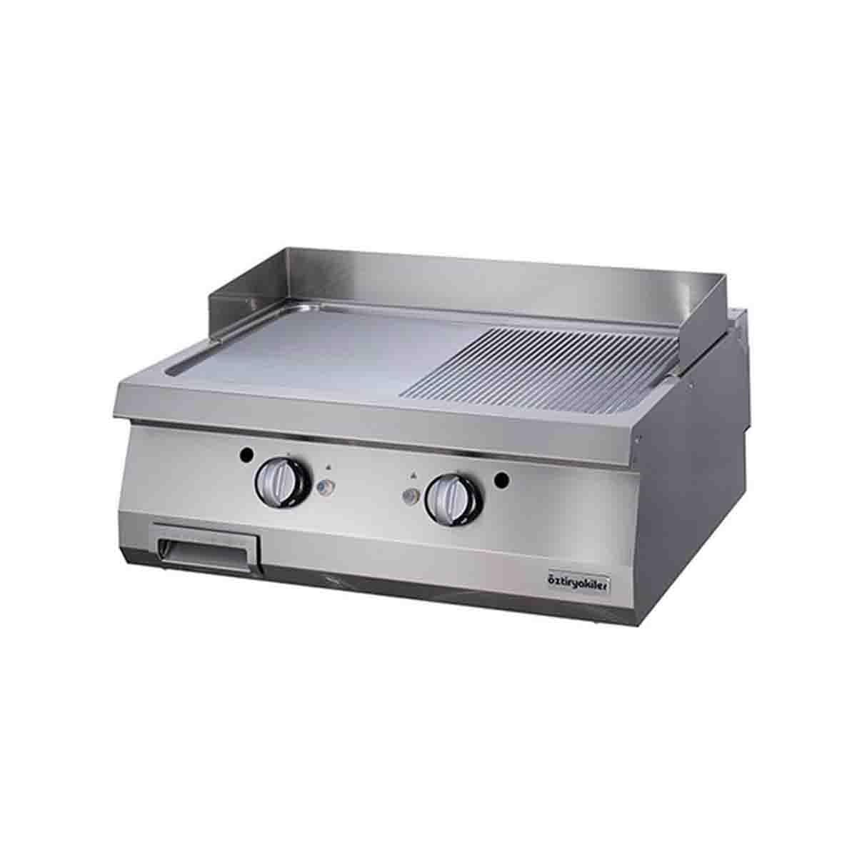 Öztiryakiler 700 Seri Set Üstü Grill Plate Y.Oluklu Gazlı 80*70*30-Sert Krom Kaplı