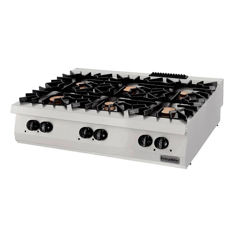ÖZTİRYAKİLER 900 SERİ SET ÜSTÜ ALTILI OCAK GAZLI 120*90*30 (3x6+3x10=48 kW)