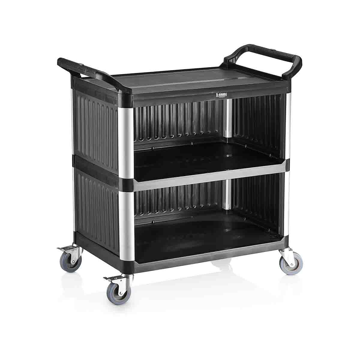 Biradlı plastik Monoblok Servis Arabası Siyah 520X