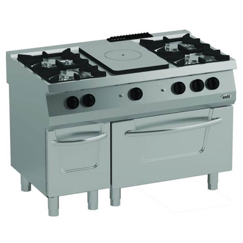 ÖZTİRYAKİLER 700 SERİ KUZİNE BÜYÜK FIRINLI GAZLI 6 AÇIK ATEŞ 120*70*85 (LP)-3x6 Kw+3x7,5 kW+13 kW GAZLI FIRIN